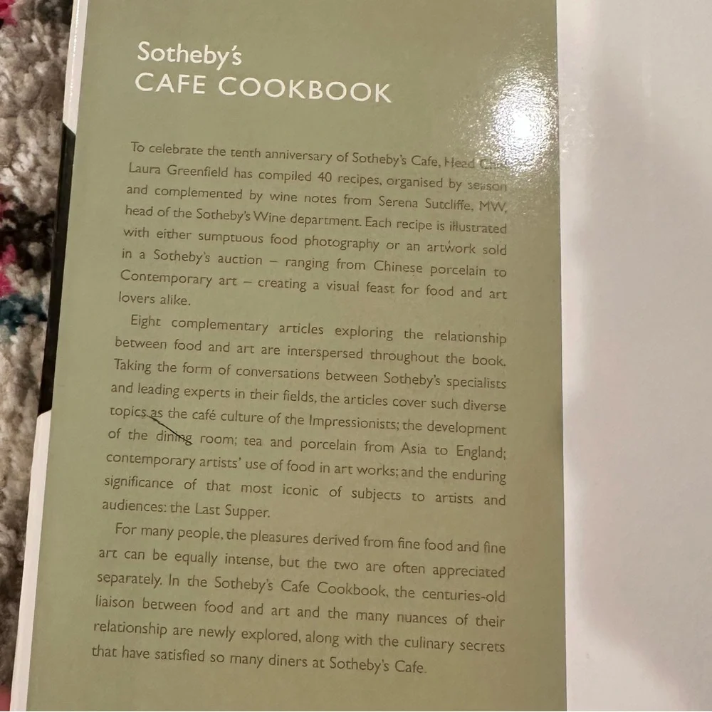 Sotheby's Cafe Cookbook A celebration of food & art hardcover coffee table book